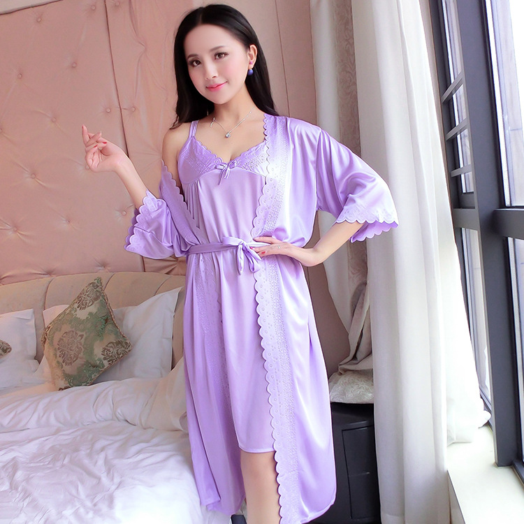 2 шт./компл., женская ночная р – обзор и цена Robe Silk Women