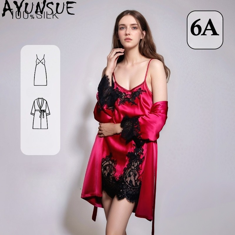 AYUNSUE 100% натуральный шелко – обзор и цена Robe Silk Women